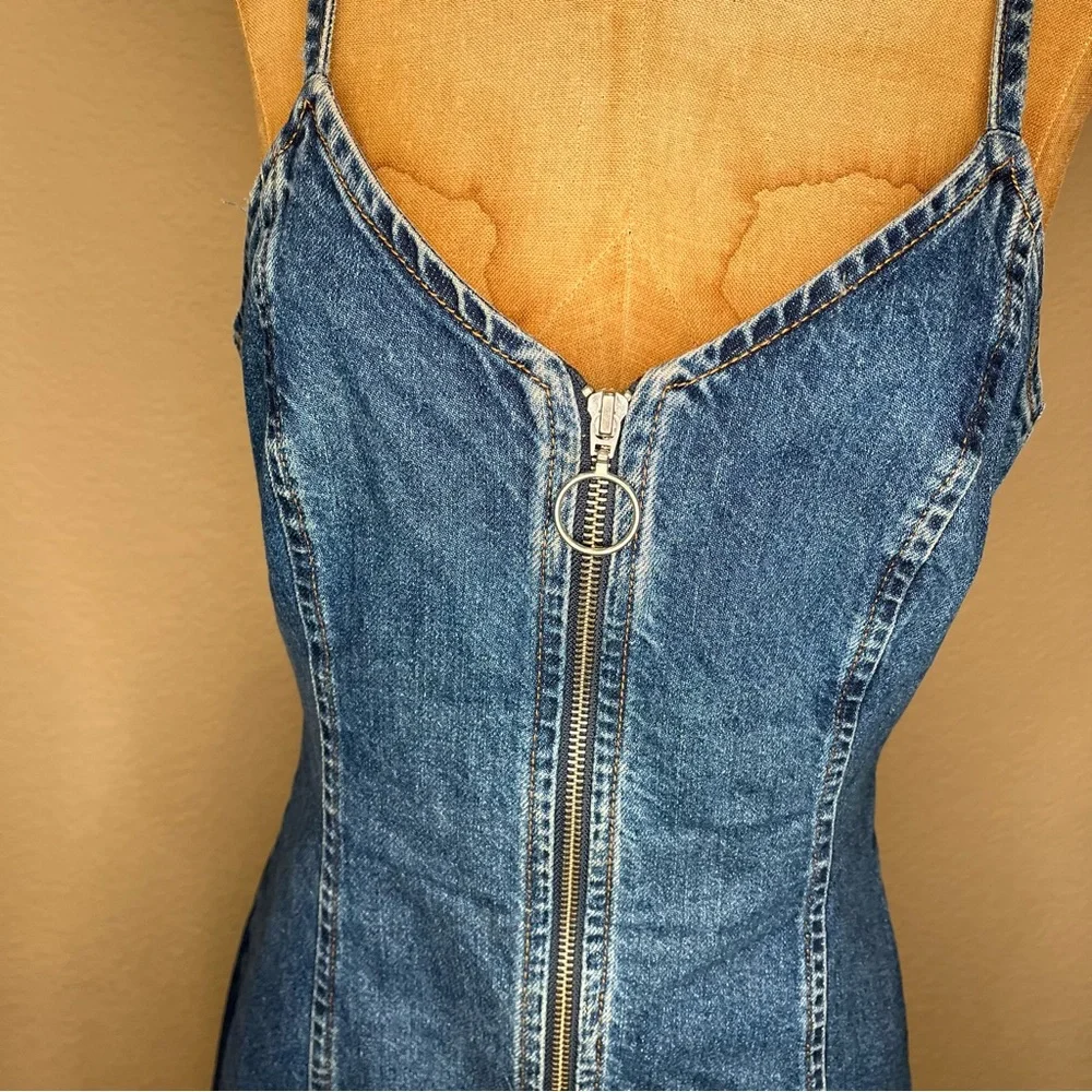 EUC Topshop Moto Zip Front Denim Dress - Picture 6 of 7